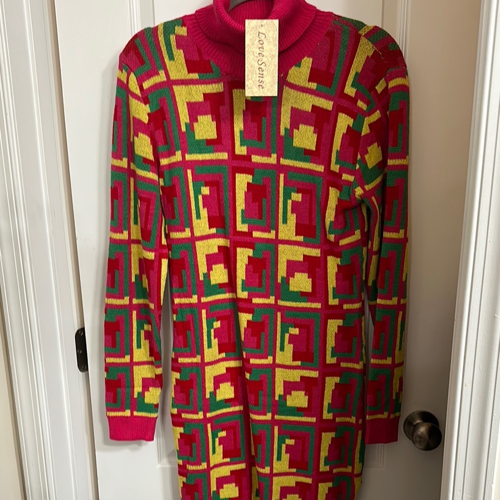 Colorful Geometric Long Sleeve Dress